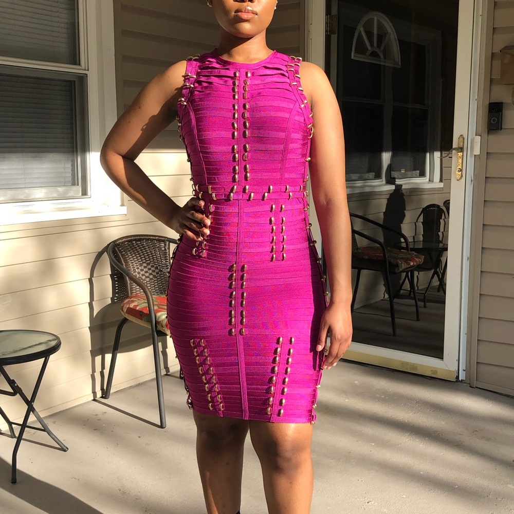 Pink and Gold Bandage Dress